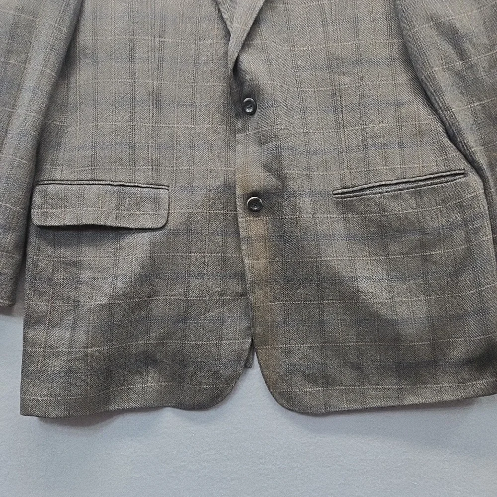 Joseph & Feiss Lambswool Blazer Mens 44L Windowpane Plaid Sportcoat Glenn‎ Plaid